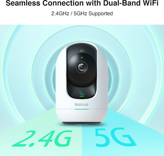 Botslab C221 IP Камера За Наблюдение Wi-Fi Full HD+ 5MP С Двупосочна Комуникация И Обектив 2.4mm Син