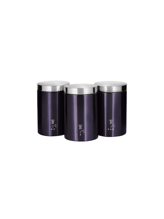 Berlinger Haus Collection Set of 3pcs Containers for Coffee / Tea / Sugar with Lid made of Stainless Steel Purple 1400ml