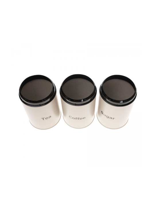 Klausberg Set of 3pcs Jars for Coffee / Tea / Sugar with Lid made of Stainless Steel Gray 11x11x11cm