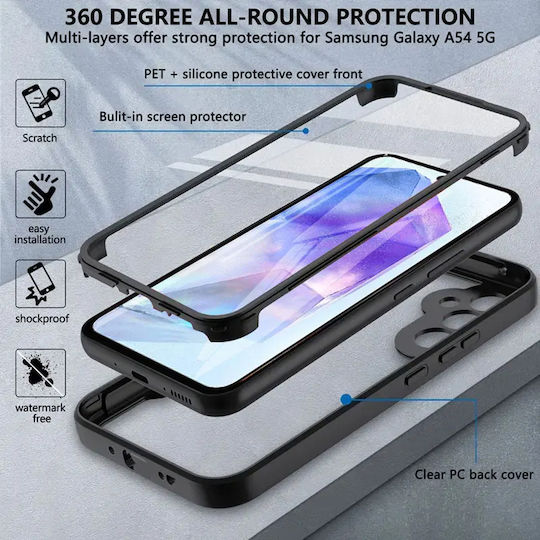Techsuit ColorVerse 360 Vollschutz Silikon Schwarz Handyhülle für Galaxy A35