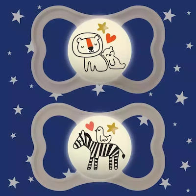 Mam Orthodontic Pacifiers Silicone Better Together Tiger/Zebra Beige/Grey Night for 16+ months 2pcs