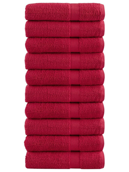 vidaXL Bath Towel 100x150cm Red 10 Pieces Weight 600gsm