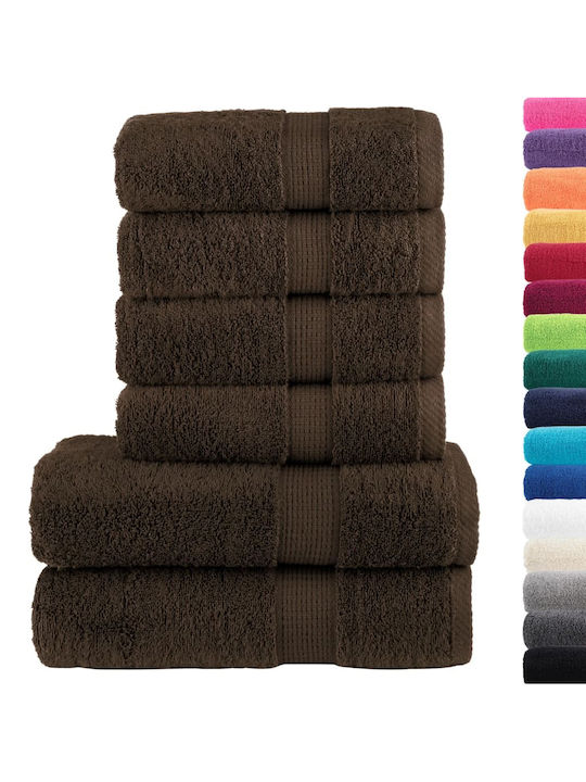 vidaXL 6pc Bath Towel Set Brown