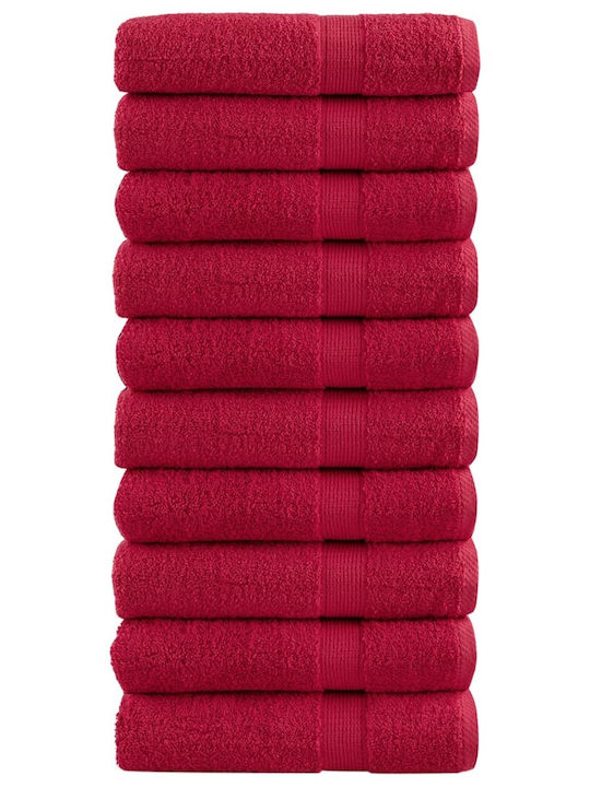 vidaXL 10pc Bath Towel Set 70x140cm. Red