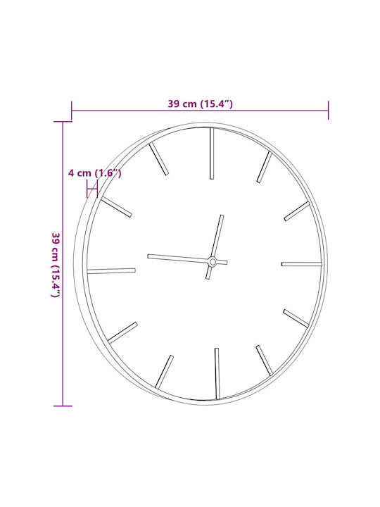 vidaXL Αθόρυβο Ρολόι Τοίχου Ξύλινο Καφέ Ø39cm