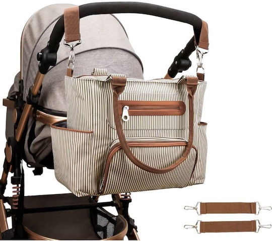 Queen Mother Wickeltasche-Wickeltasche Schulter/Hand Striped White-Grey