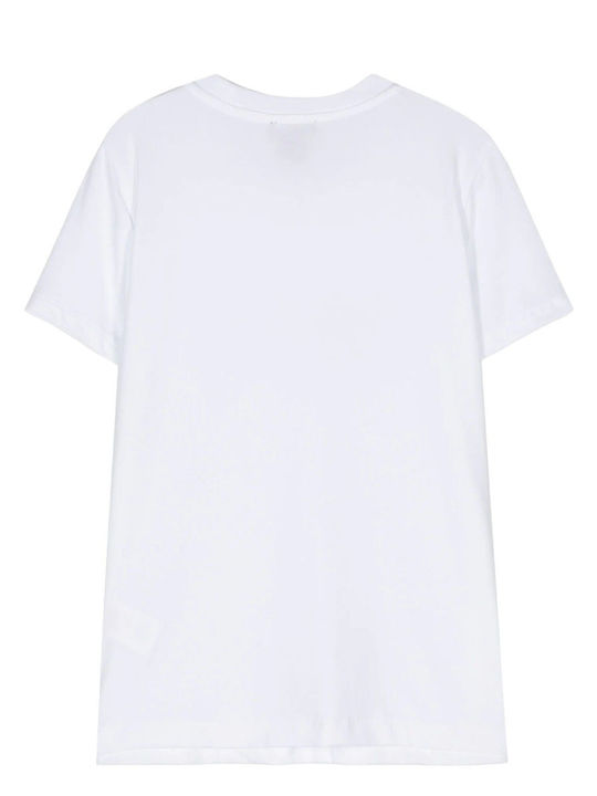 DKNY Logo Women's Blouse Cotton Short Sleeve White