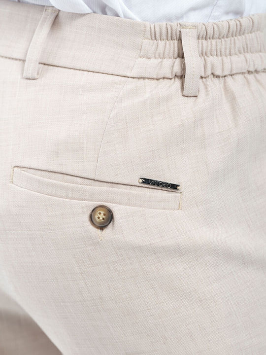 Trousers Elastic in Slim Fit Beige