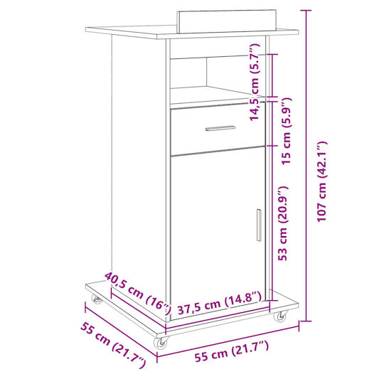 vidaXL Stand Music Height 107-107cm Brown 848027