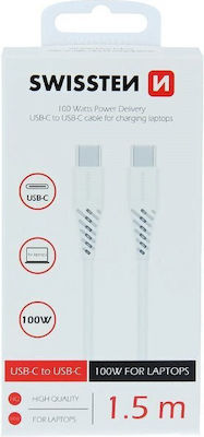 Swissten USB 2.0 Cable USB-C male - USB-C 100W White 1.5m