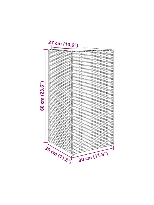 vidaXL Ζαρντινιέρα Πλαστική Γκρι 30x30x60εκ.
