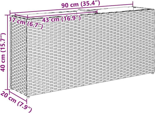 vidaXL Grădină Planter Box Plastic Maro 90x20x40cm.