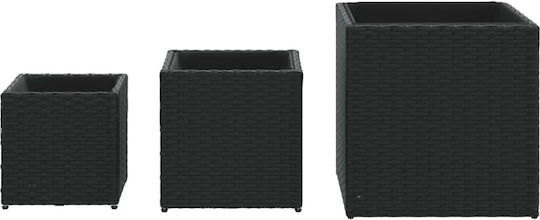 vidaXL Garden Set 3 Planters Plastic Black
