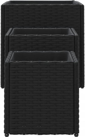 vidaXL Garden Set 3 Planters Plastic Black