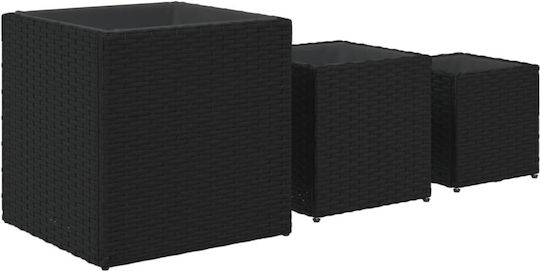 vidaXL Garden Set 3 Planters Plastic Black