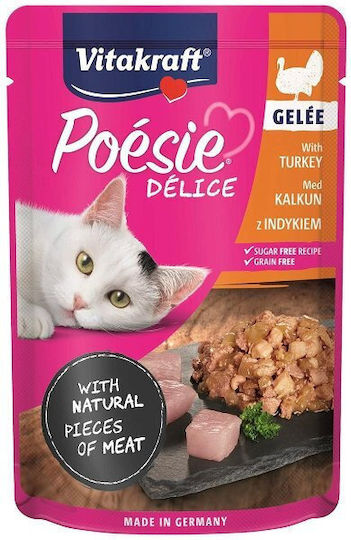 Vitakraft Poesie Delice Nassfutter für Katzen in Beutel mit Türkei ohne Getreide 85gr