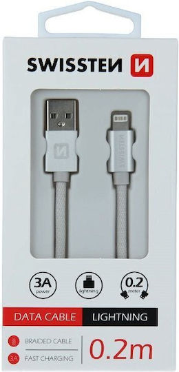Swissten USB-A zu Lightning Kabel Silber 0.2m