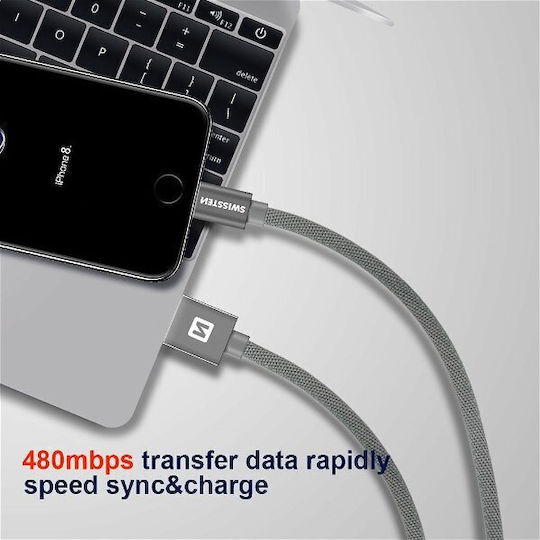 Swissten USB-A zu Lightning Kabel Silber 0.2m