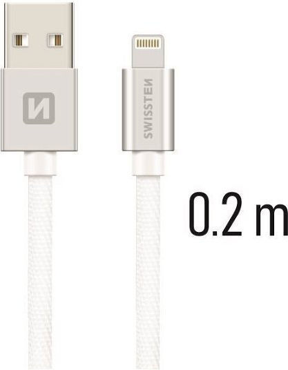 Swissten USB-A zu Lightning Kabel Silber 0.2m