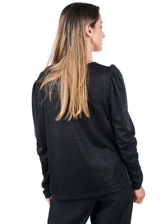 Access Damen Bluse Langärmelig Schwarz