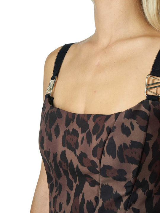 Women's Crop Top Animal Print Brown