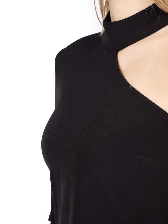 Women's Blouse Off-Shoulder with One Shoulder Black