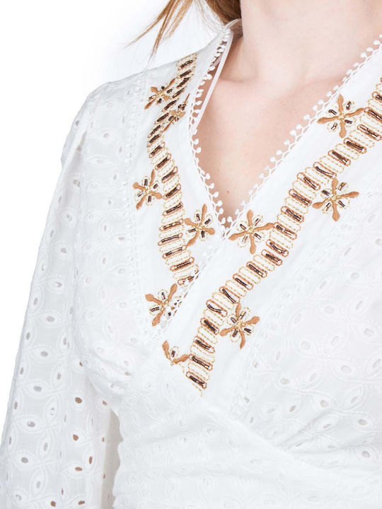 Women's Blouse with Lace White