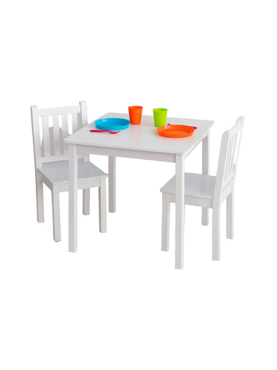 Kinder Tischset mit Stühlen aus Holz Weiß