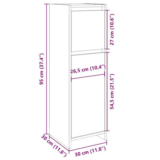 vidaXL Wall Hung Cabinet Bathroom Column Cabinet L30xD30xH95cm Sonoma