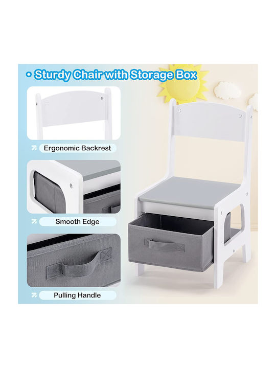 Kids Table and Chairs Set made of Wood White