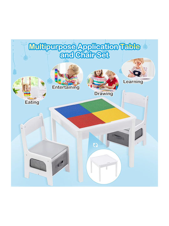 Kids Table and Chairs Set made of Wood White