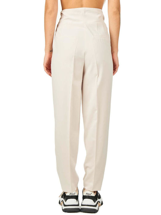 Access Women's High-waisted Fabric Trousers Beige