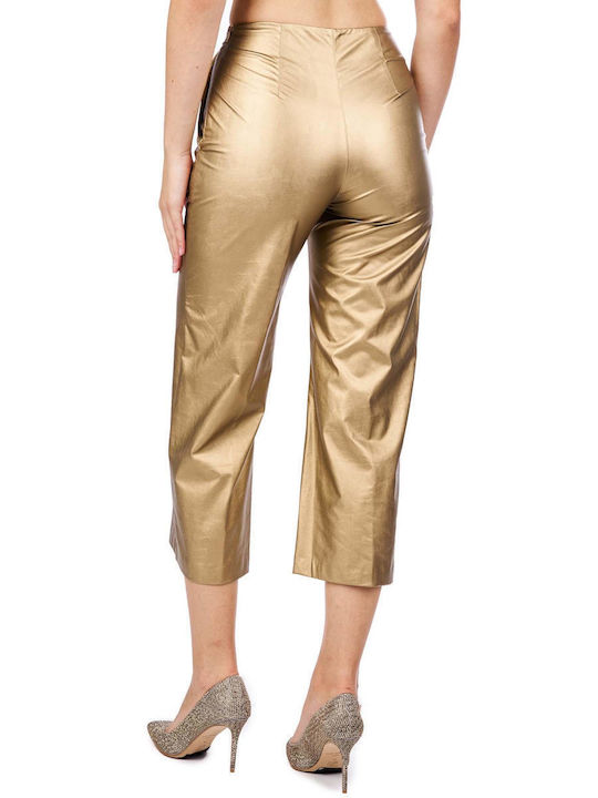 Access Damen Leder Capri Hose Gold