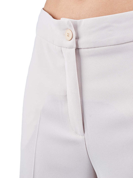 Women's High-waisted Fabric Trousers Beige