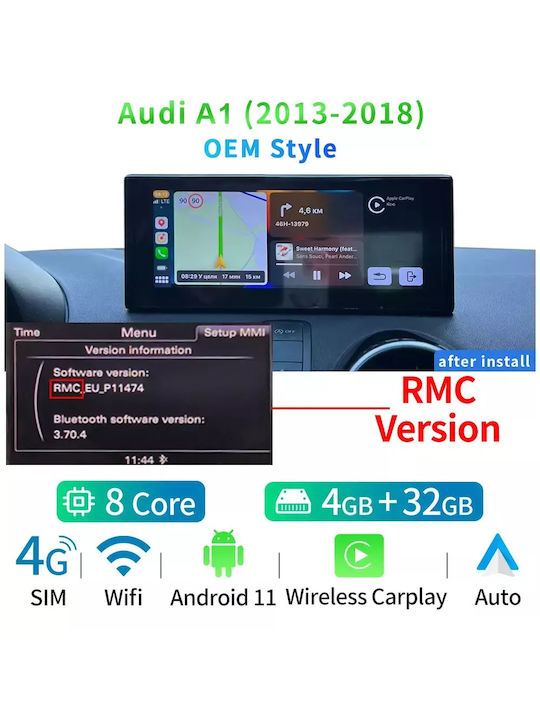 Car-Audiosystem für Audi A1 / Q2 2013-2019 (Bluetooth/USB/WiFi/GPS/Apple-Carplay/Android-Auto) mit Touchscreen 8.8"