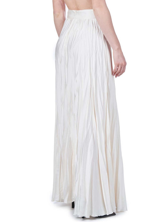 Access Pleated Maxi Skirt in White color