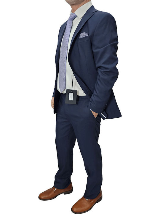 Summer Men's Suit with Slim Fit Navy