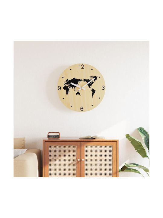 vidaXL Silent Wall Clock Wooden Yellow Ø30cm