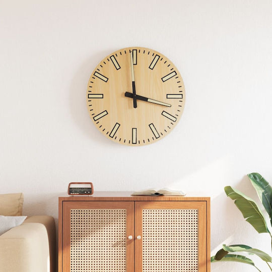 vidaXL Silent Wall Clock Wooden Yellow Ø30cm