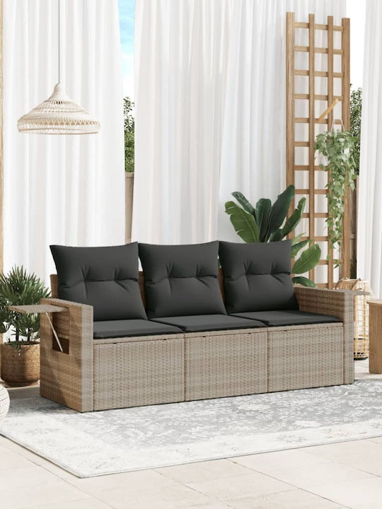 Three-Seater Outdoor Rattan Sofa with Cushions 55x55x69cm