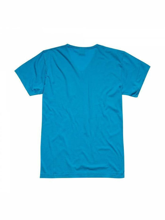 Franklin & Marshall Men's Short Sleeve T-shirt with V-Neck Turquoise