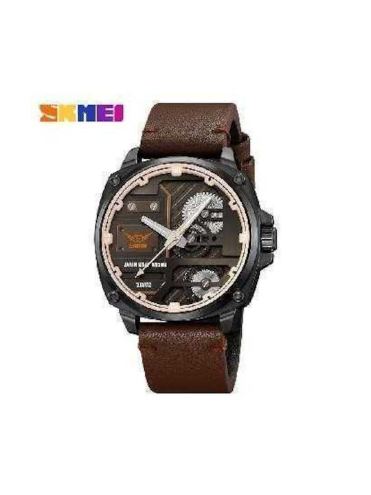 Skmei 2289 Watch Battery with Metal Bracelet Dark Brown