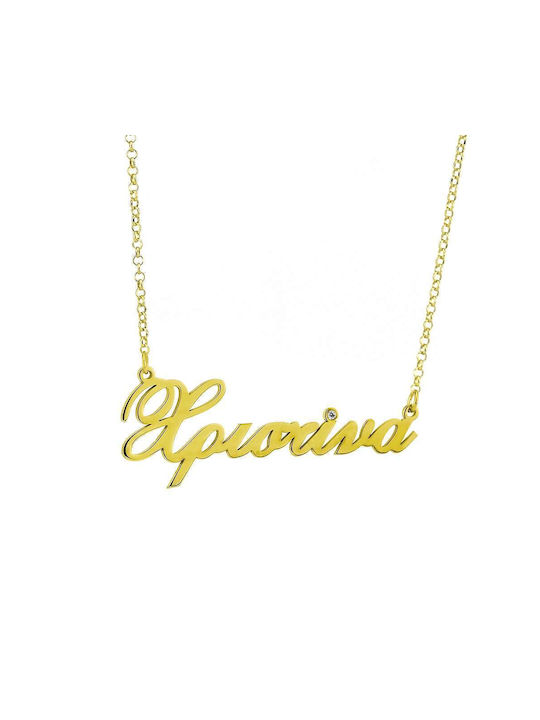 Goldsmith Necklace Name from Pink Gold Plated Silver with Zircon