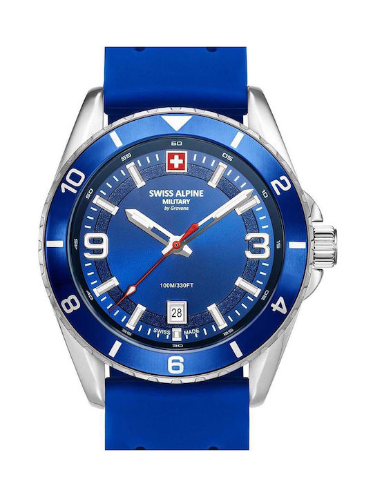 Swiss Alpine Military by Grovana Watch Battery with Blue Rubber Strap