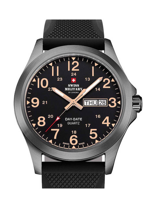 Swiss Military by Chrono Watch Chronograph Battery with Black Rubber Strap