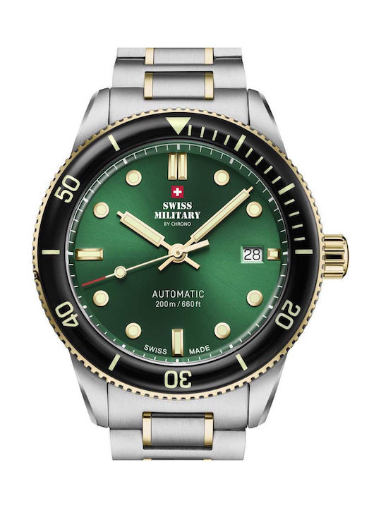 Swiss Military by Chrono Diver Ceas Cronograf Baterie cu Argintiu Brățară metalică