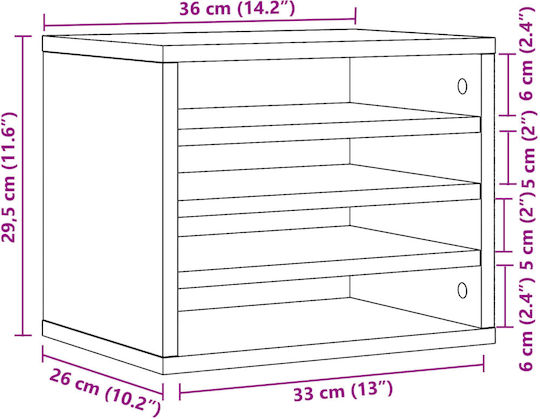 Ξύλινη Θήκη Χαρτιών σε Γκρι Χρώμα 26x29.5x36εκ. 1τμχ