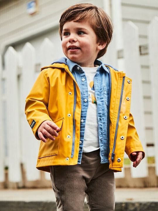 Waterproof Kids' Casual Jacket with Hood Yellow