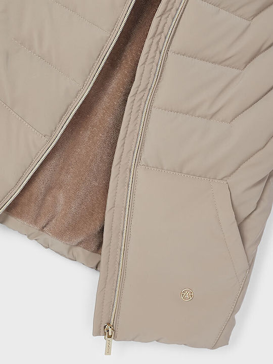 Kids' Casual Jacket Sleeveless with Hood Mocha