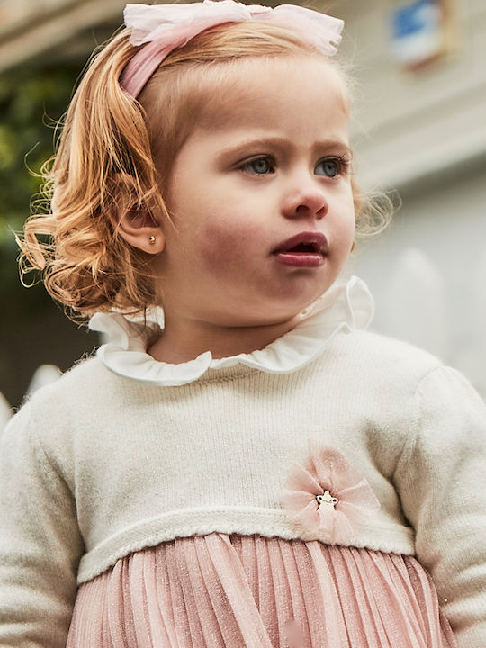Children's Dress Long Sleeve Tulle Beige Pink